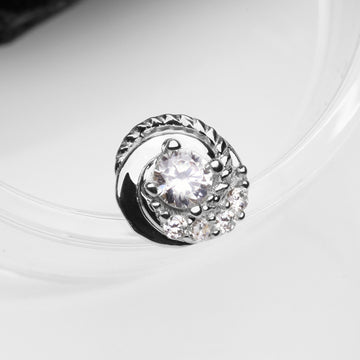 Detail View 1 of 14 Karat White Gold Sparkle Tiered Swirl Dermal Anchor Top Part-Clear Gem